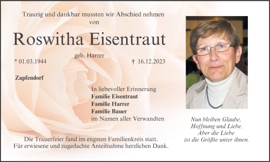 Anzeige von Roswitha Eisentraut von MGO