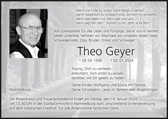 Anzeige von Theo Geyer von MGO