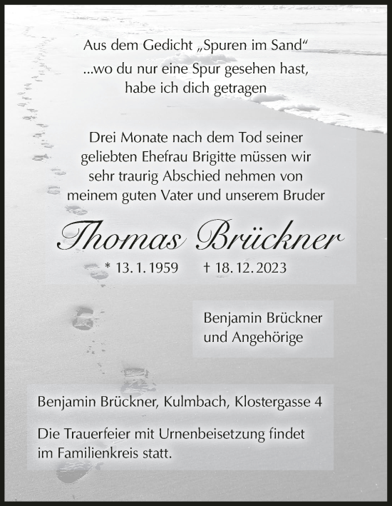 Anzeige von Thomas Brückner von MGO