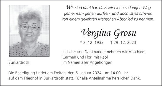 Anzeige von Vergina Grosu von MGO