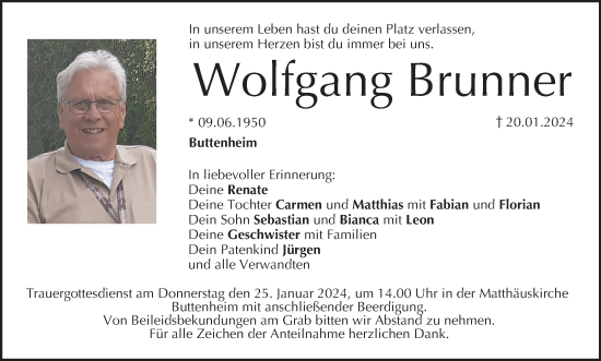 Anzeige von Wolfgang Brunner von MGO
