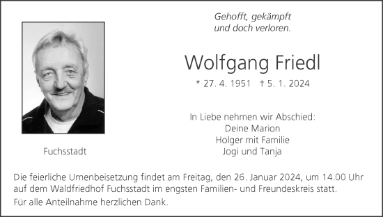 Anzeige von Wolfgang Friedl von MGO