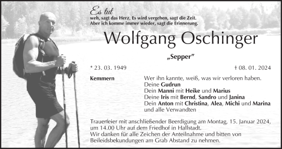 Anzeige von Wolfgang Oschinger von MGO