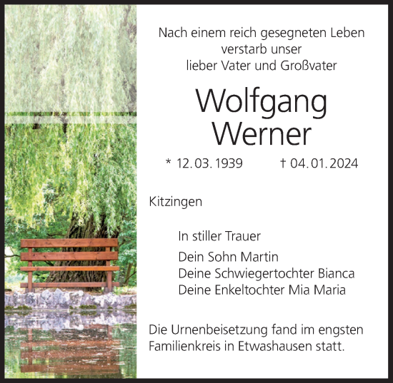 Anzeige von Wolfgang Werner von MGO
