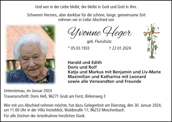 Anzeige von Yvonne Heger von MGO