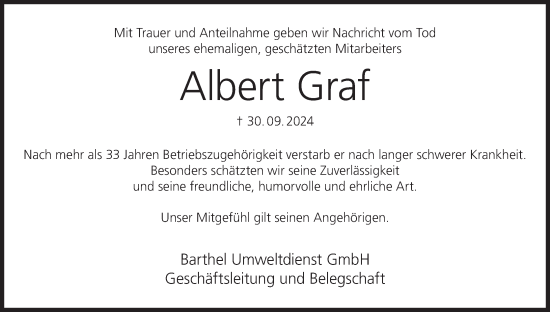 Anzeige von Albert Graf von MGO