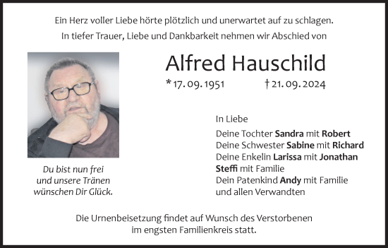 Anzeige von Alfred Hauschild von MGO