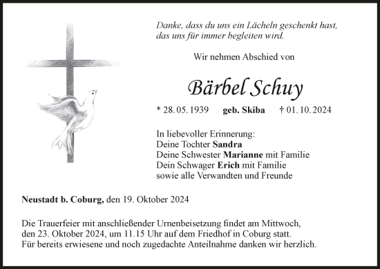 Anzeige von Bärbel Schuy von MGO