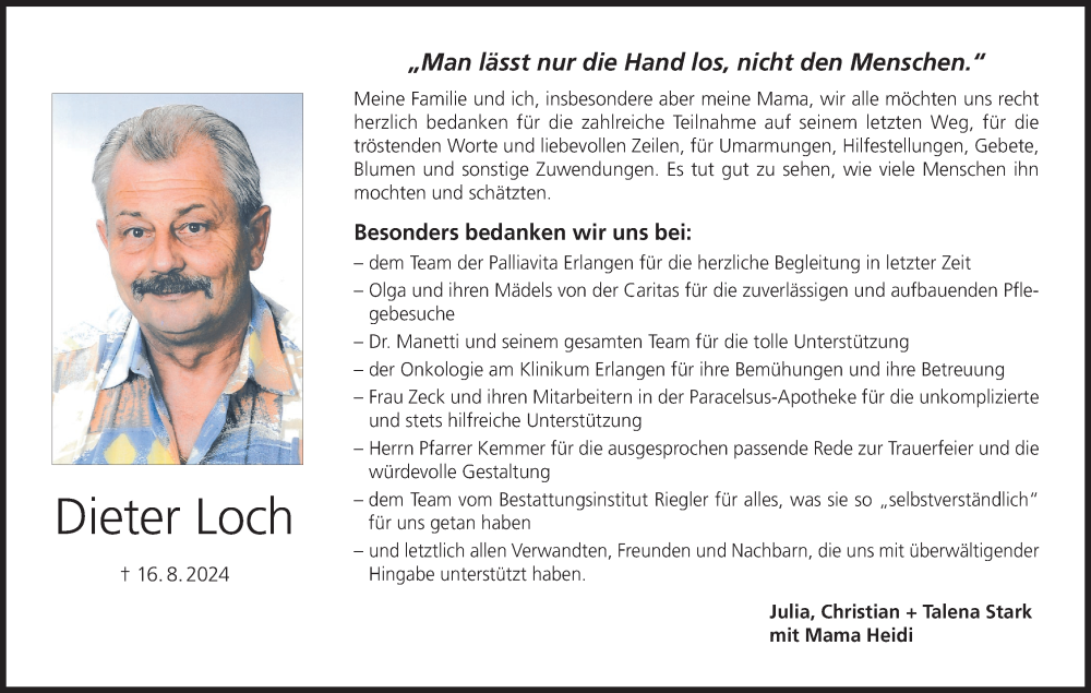  Traueranzeige für Dieter Loch vom 04.10.2024 aus MGO