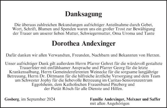 Anzeige von Dorothea Andexinger von MGO