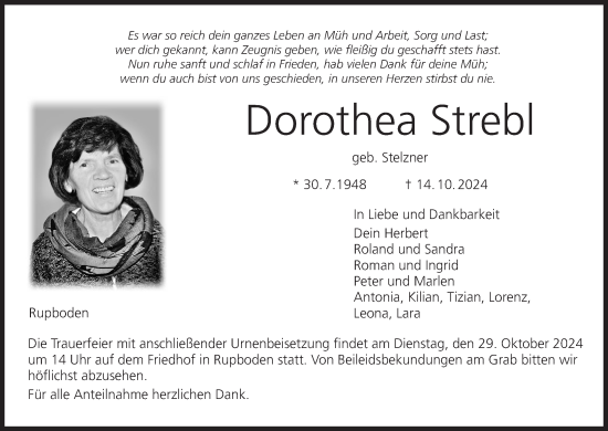 Anzeige von Dorothea Strebl von MGO