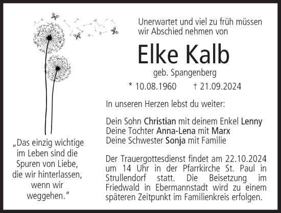 Anzeige von Elke Kalb von MGO