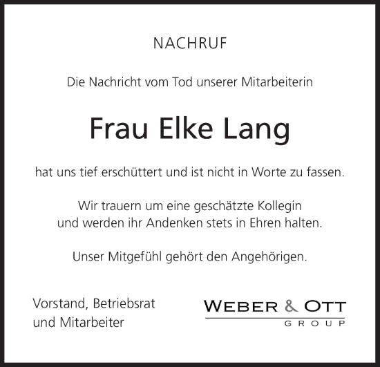 Anzeige von Elke Lang von MGO