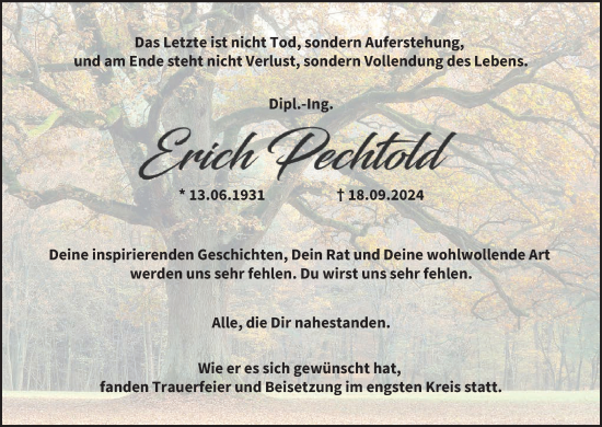 Anzeige von Erich Pechtold von MGO