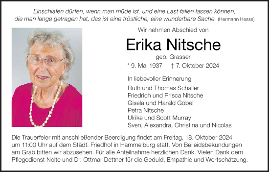 Anzeige von Erika Nitsche von MGO