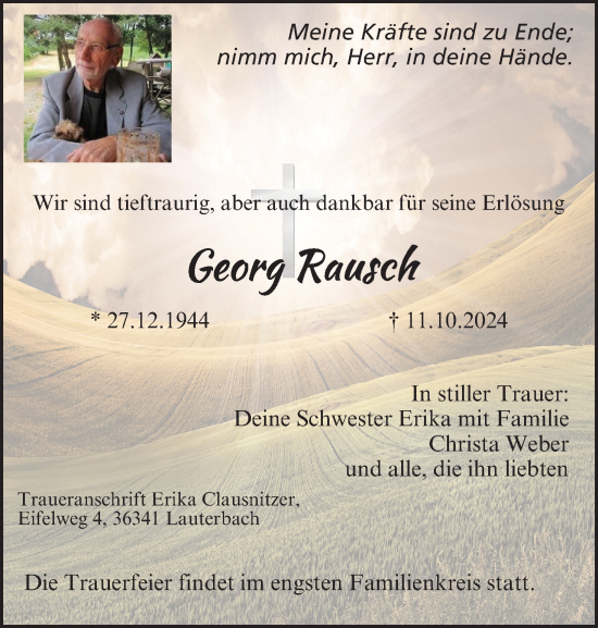 Anzeige von Georg Rausch von MGO