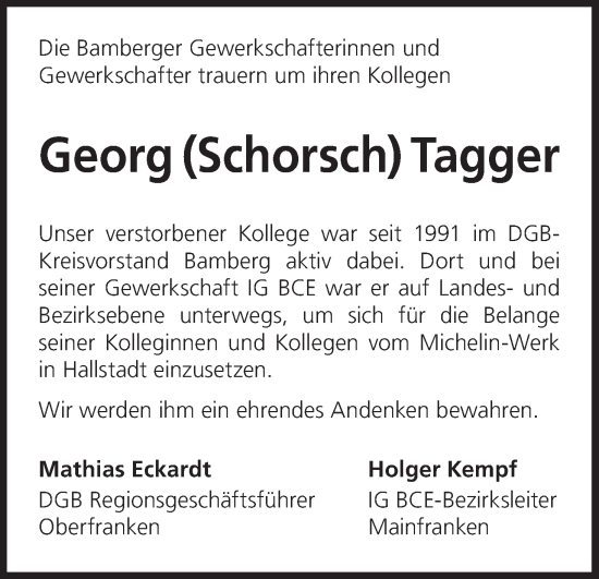 Anzeige von Georg Tagger von MGO