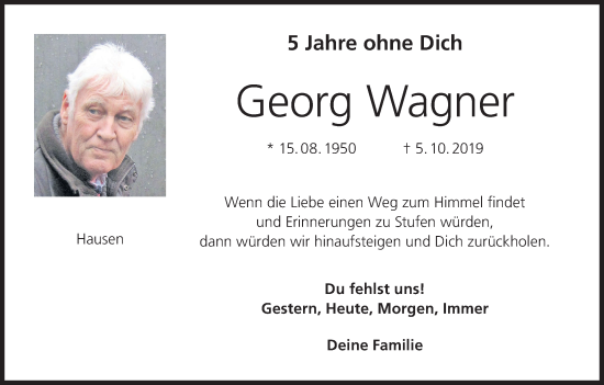 Anzeige von Georg Wagner von MGO