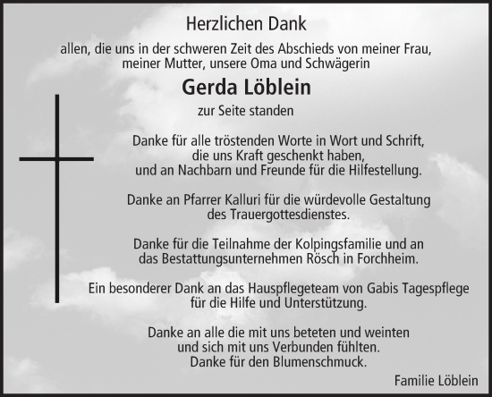 Anzeige von Gerda Löblein von MGO