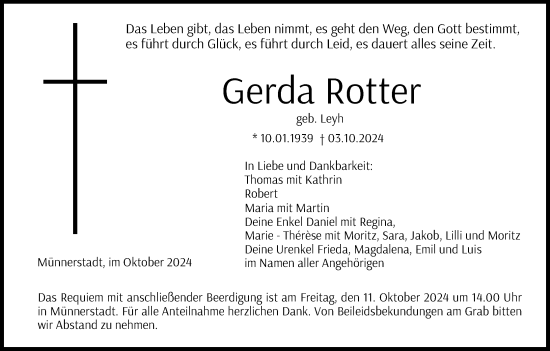Anzeige von Gerda Rotter von MGO