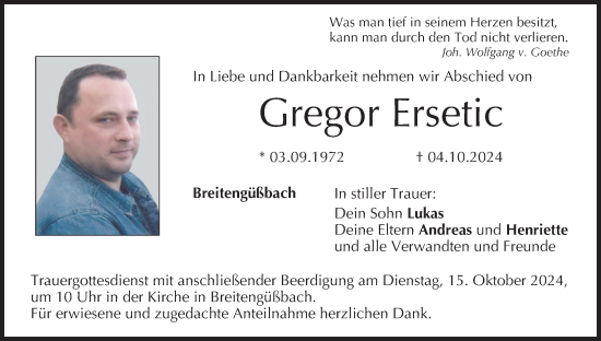 Anzeige von Gregor Ersetic von MGO