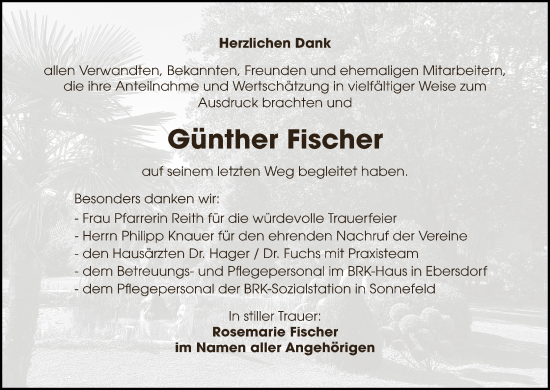 Anzeige von Günther Fischer von MGO