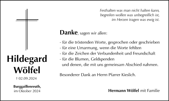 Anzeige von Hildegard Wölfel von MGO