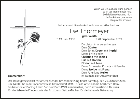 Anzeige von Ilse Thormeyer von MGO