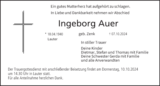Anzeige von Ingeborg Auer von MGO