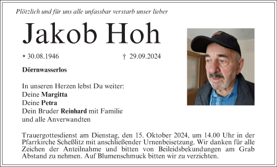 Anzeige von Jakob Hoh von MGO