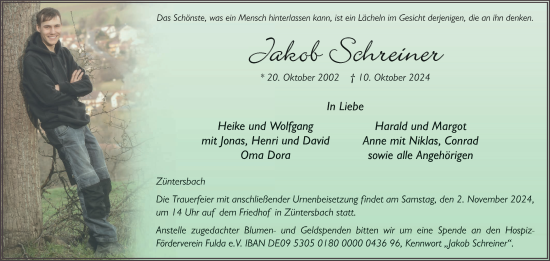 Anzeige von Jakob Schreiner von MGO