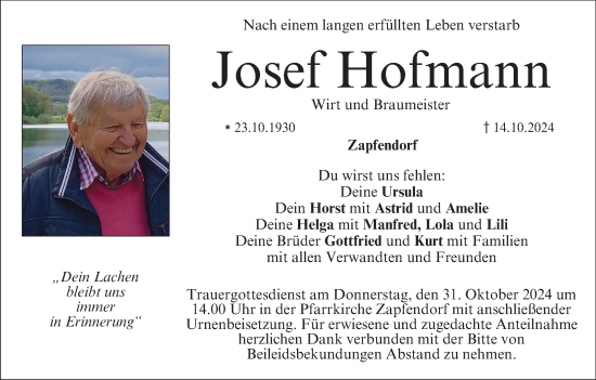 Anzeige von Josef Hofmann von MGO