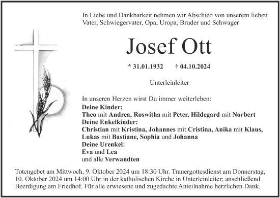 Anzeige von Josef Ott von MGO