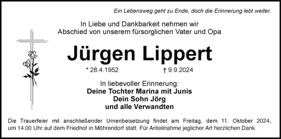 Anzeige von Jürgen Lippert von MGO