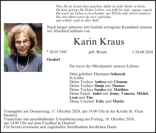 Anzeige von Karin Kraus von MGO