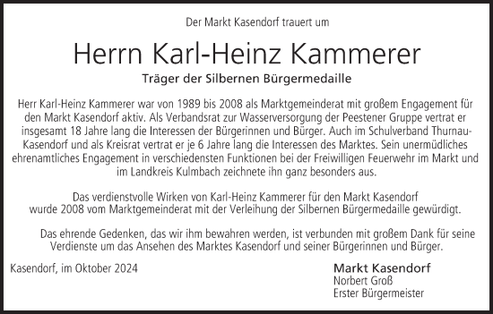 Anzeige von Karl-Heinz Kammerer von MGO