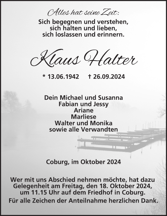 Anzeige von Klaus Halter von MGO
