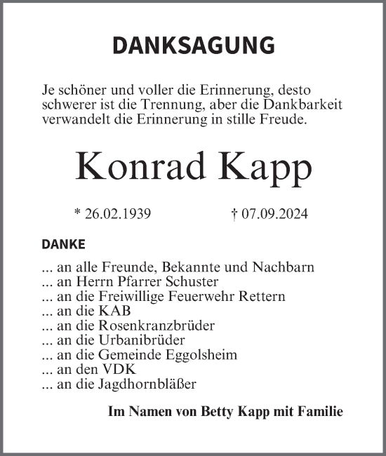 Anzeige von Konrad Kapp von MGO