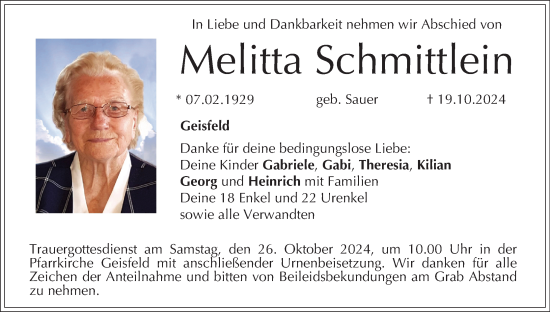 Anzeige von Melitta Schmittlein von MGO