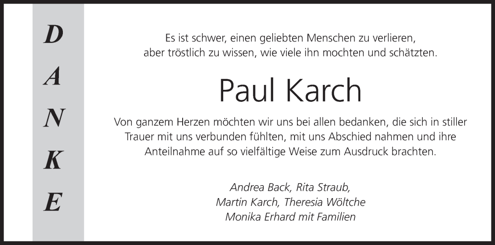 Traueranzeige für Paul Karch vom 19.10.2024 aus MGO