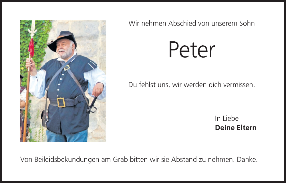  Traueranzeige für Peter  vom 15.10.2024 aus MGO