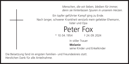Anzeige von Peter Fox von MGO
