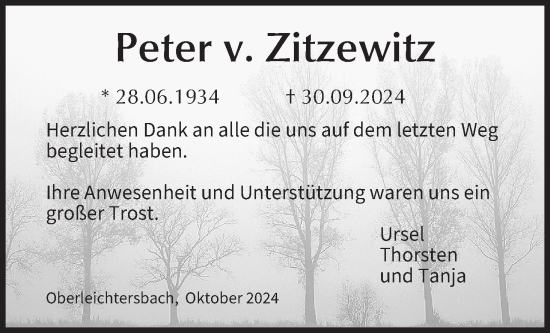 Anzeige von Peter v. Zitzewitz von MGO