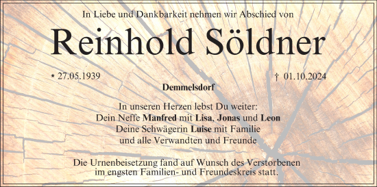 Anzeige von Reinhold Söldner von MGO