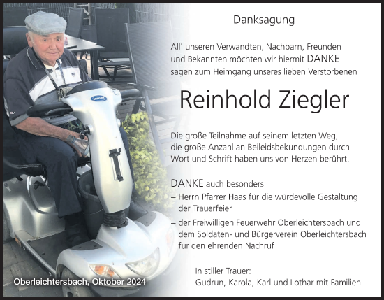 Anzeige von Reinhold Ziegler von MGO