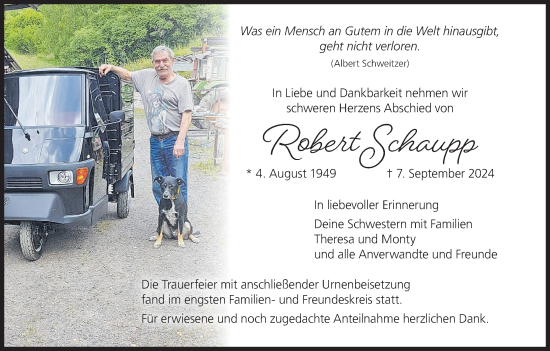 Anzeige von Robert Schaupp von MGO