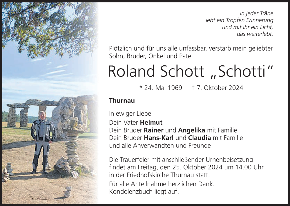  Traueranzeige für Roland Schott vom 19.10.2024 aus MGO