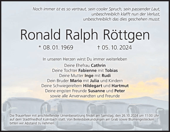 Anzeige von Ronald Ralph Röttgen von MGO