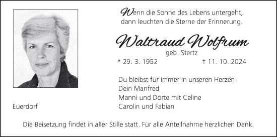 Anzeige von Waltraud Wolfrum von MGO