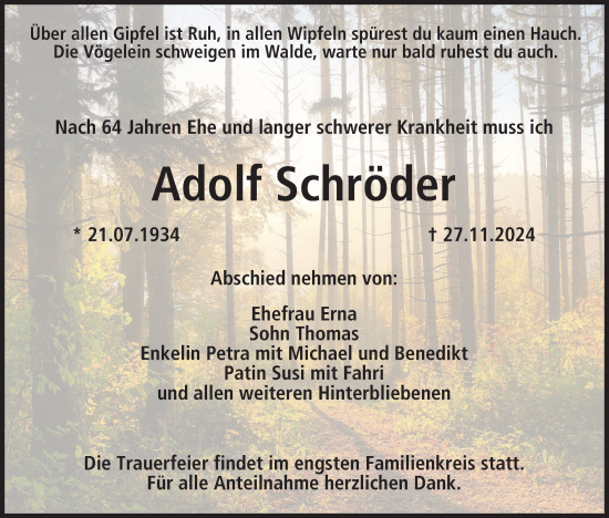 Anzeige von Adolf SchrÃ¶der von MGO